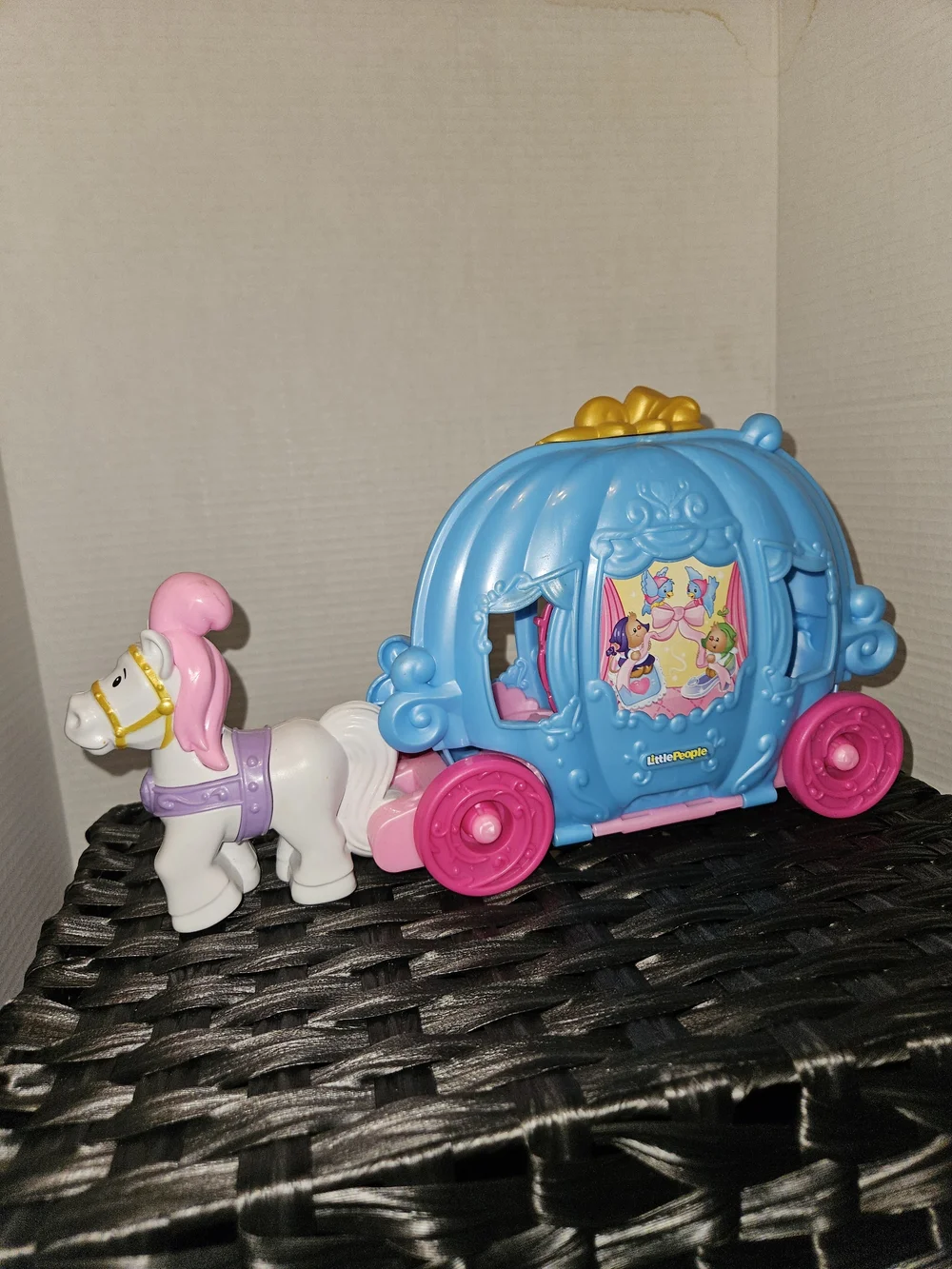 Fisher-Price Little People Blue and Pink Fairy Tale Carriage with White Horse